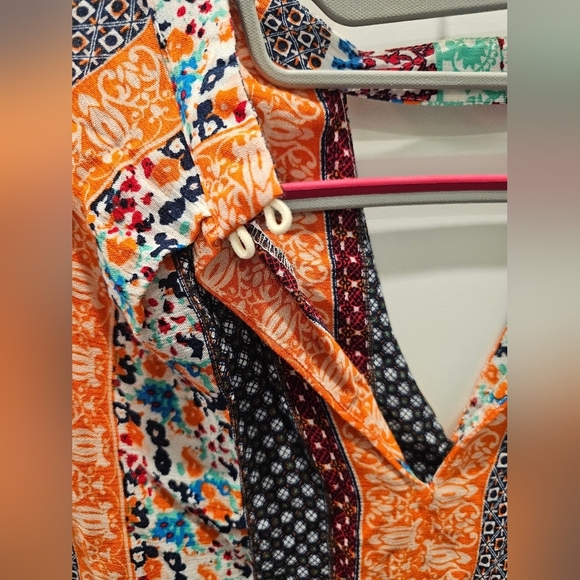 Umgee USA Boho Multicolor Patchwork Sleeveless Tunic Dress Size S - Picture 4 of 12